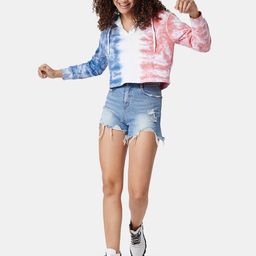 The Souled Store Women Blue & Pink Tie Dye Hooded Pure Cotton Oversized Sweatshirt-image-76