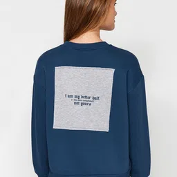 Trendyol Typography Printed Drop Shoulder Sleeves Pullover image 4
