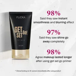FLiCKA 3Pcs Makeup Combo - Blend Shine Foundation & Get Set Go Primer with Beauty Blender image 3