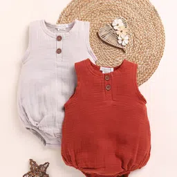 COT & CANDY Infants Pack Of 2 Round Neck Bubble Bodysuits-picture-9