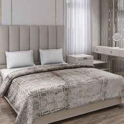 Monte Carlo Grey & White Geometric AC Room 190 GSM Double Bed Blanket-image-91