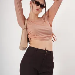 clobug Women Self Design Crepe Crop Top-picture-20