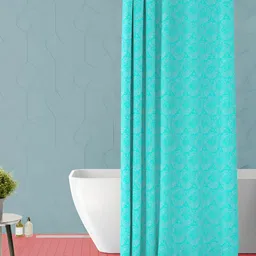ArtzFolio Turquoise Blue & White Printed Waterproof Shower Curtain-image-49
