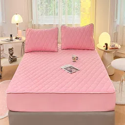 JC HOME Pink & Grey Printed 150 TC Fitted King Bedsheet Set 2.30 m x 1.80 m-image-54