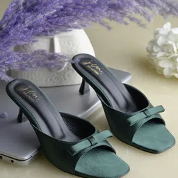 JM Looks Women Open Toe Slip-On Kitten Heel Partywear Sandals with Bow Detail-53