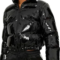 LULU & SKY Women Mock Collar Solid Casual Puffer Jacket-36