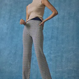 The Label Life Women Printed Flared High-Rise Trousers-image-35