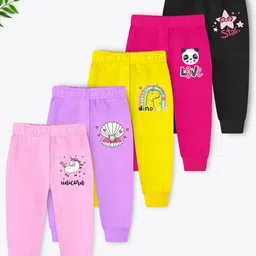 YK X Trampoline Girls Pack Of 5 Printed Mid Rise Joggers-image-26