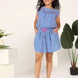 Miyo Striped Flutter Sleeve Fit & Flare Dress-picture-0