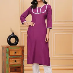 DAEVISH Round Neck Lace-Up Straight Kurta-image-12