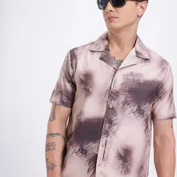 glitchez Abstract Print Cuban Collar Regular Fit Shirt-37