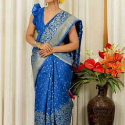 Subham Woven Design Zari Silk Blend Banarasi Saree-image-88