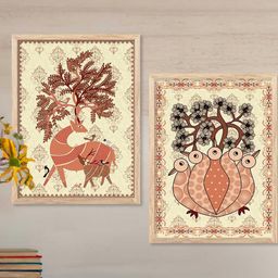 WALLLANE Brown 2 Piece Wood Abstract Wall Paintings-image-97