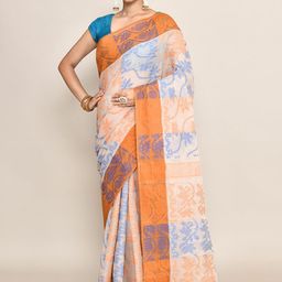 PUKU Ethnic Motifs Patchwork Pure Cotton Taant Saree-picture-53