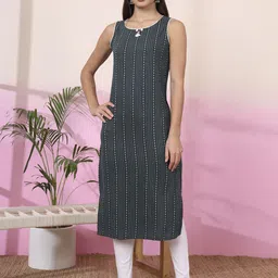 AMOUS Women Striped Round Neck Sleeveless Kurta-image-96