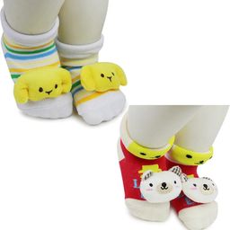 NESKA MODA 6 To 12 Months Baby Set Of 2 Pair Cotton Anti Slip Face Ankle Socks/ Booties-image-54