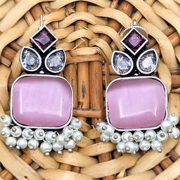Oxy Jewels Silver-Plated Drop Earrings-image-82