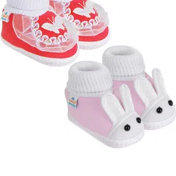 NESKA MODA 12 To 18 Month NonSlip Set of 2 Pair Toddler Baby Unisex Soft Cotton Rabbit Face Booties-image-92
