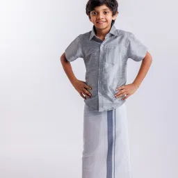 Men Silk Blend Shirt Dhoti Set-image-24
