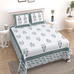 Bombay Spreads Blue & White Floral 180 TC King Bedsheet with 2 Pillow Covers-image-68