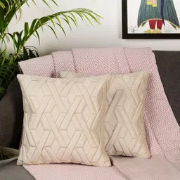 MONKDECOR Set Of 2 Cream Velvet Square Cushion Covers-image-96