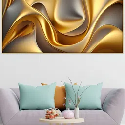 DEKORSTATION Yellow & Grey Abstract Printed Canvas Wall Art-4