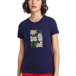 Moda Rapido Women Floral Printed Round Neck Cotton T-shirt-picture-25