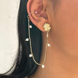 ISHKAARA Contemporary Gold-Plated Ear Cuff Earrings-picture-7