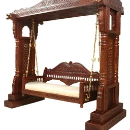 Exotic India Wooden Swing With Brass Chains-10