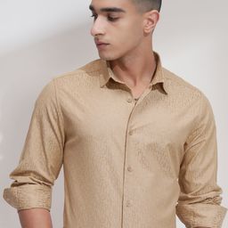 HIGHLANDER Men Comfort Fit Textured Spread Collar Casual Shirt-image-36
