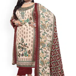 DRAVINAM Trends Printed Floral Printed Pashmina Unstitched Dress Material-image-33