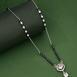 ATIBELLE Silver-Plated Cubic Zirconia Stone Studded Mangalsutra-image-3