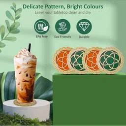 PRAKARTIK 9-Pcs Green & Red Printed Table Placemats&Coasters image 4