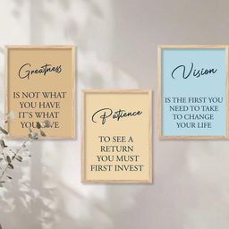 WALLLANE Set of 3 Multicoloured Wood Wall Paintings-2