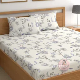 CHHAVI INDIA Grey Printed Microfiber 210 TC Fitted Queen Bedsheet Set 1.98 m x 1.83 m-image-86