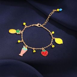 Yellow Chimes Women Melbees Fruits Gold-Plated Wraparound Bracelet-image-33