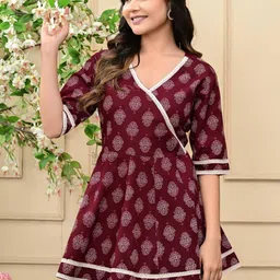 aayusika Women Floral Print Block Printed Cotton Wrap Top-image-23