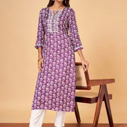 YU by Pantaloons Floral Printed Thread Work A-Line Kurta-picture-18