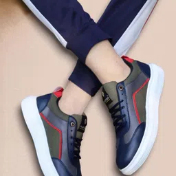PLAYTOES Men Navy Blue Synthetic Casual Shoes-image-76