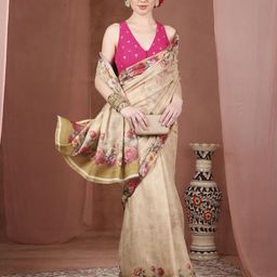 JUST FASHION Floral Printed Zari Banarasi Saree-image-44