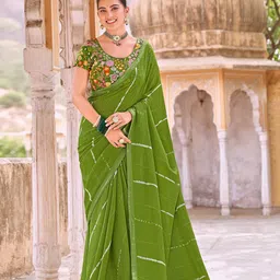 Laxmipati Leheriya Beads and Stones Saree-image-22