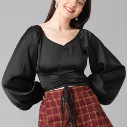 Stylecast X Kotty Women Solid Long Sleeves Cotton Woven Regular Top-image-85