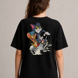 Anikmart Graphic Printed Round Neck Drop-Shoulder Sleeves Oversized Cotton T-shirt-image-95