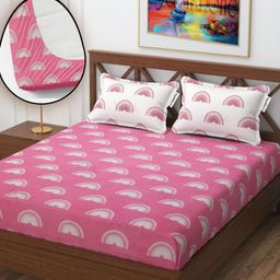 YaAkholic Multicoloured 210 TC Queen Bedsheet with 2 Pillow Covers-image-114