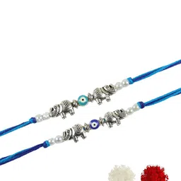 Asthetika Set of 2 Elephant Charm Studded Wraparound Thread Rakhi image 4