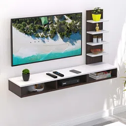 bluewud Primax Brown & White Wooden Wall Mount TV Entertainment Unit-image-47