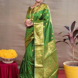 KALINI Woven Design Zari Silk Blend Designer Banarasi Saree-image-49