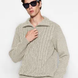 Trendyol Men Turtle Neck Self Design Sweater-91