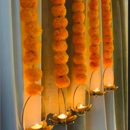 Sellplus 5 Pcs Orange Marigold With Tea Light Holder Hanging-image-21