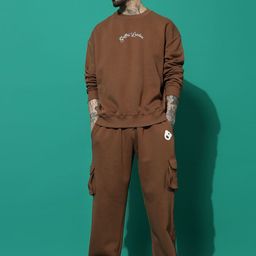 GRIFFEL Men Brand Logo Printed Mid Rise Tracksuits-image-12